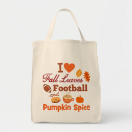 Ik hou van Football en pompoenkruid. Tote Bag
