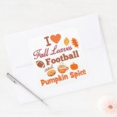 Ik hou van Football en pompoenkruid. Vierkante Sticker (Envelop)