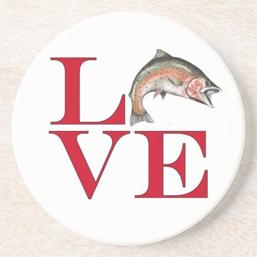 Ik hou van forel zandsteen onderzetter (Voorkant)