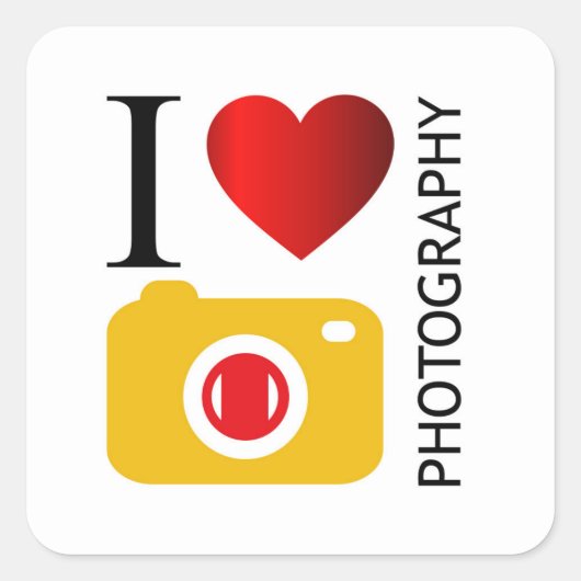 Ik hou van fotografie vierkante sticker (Voorkant)