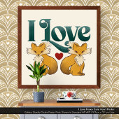 Ik hou van Foxes Schattige Heart Poster