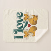 Ik hou van Foxes Schattige Heart Sherpa Deken (Voorkant (horizontaal))