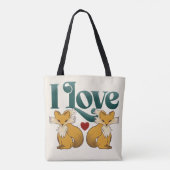 Ik hou van Foxes Schattige Heart Tote Bag (Achterkant)
