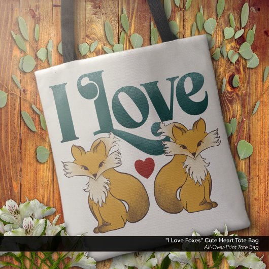 Ik hou van Foxes Schattige Heart Tote Bag