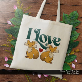 Ik hou van Foxes Schattige Heart Tote Bag