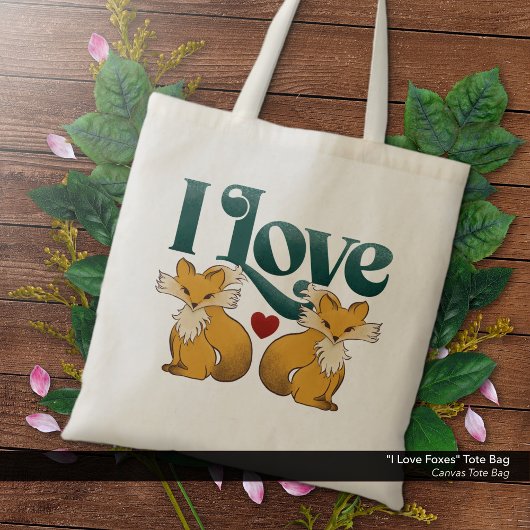 Ik hou van Foxes Schattige Heart Tote Bag