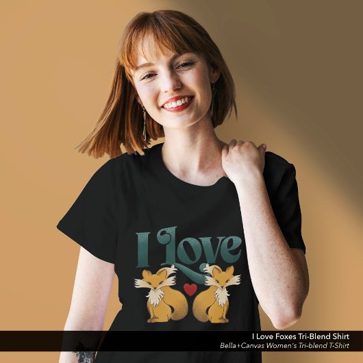 Ik hou van Foxes Schattige Heart Tri-Blend Shirt