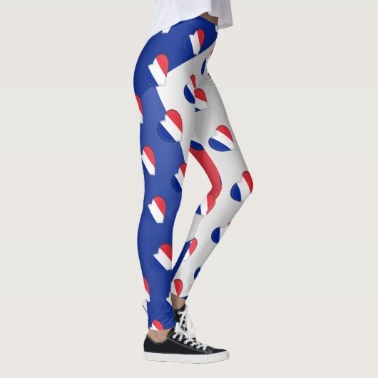 Ik hou van Frankrijk Franse vlag harten patroon gr Leggings (Rechts)