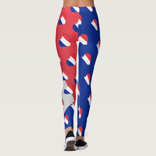 Ik hou van Frankrijk Franse vlag harten patroon gr Leggings (Achterkant)