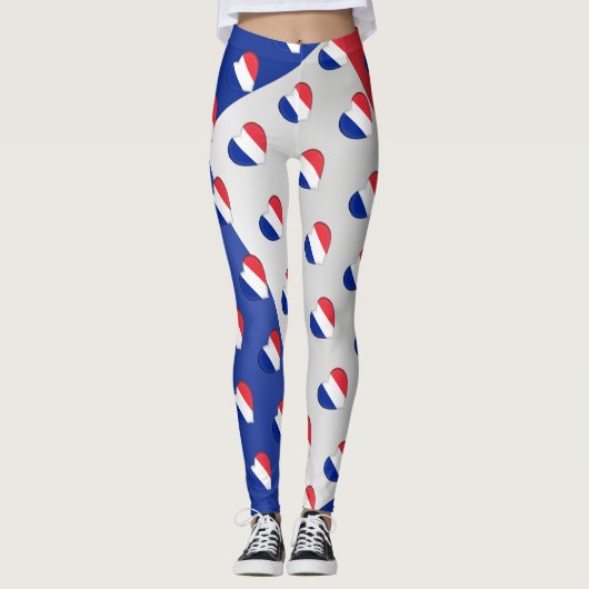 Ik hou van Frankrijk Franse vlag harten patroon gr Leggings (Voorkant)