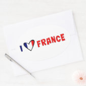 Ik hou van Frankrijk Ovale Sticker (Envelop)