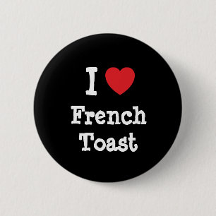 Ik hou van Frans Toast hart T-Shirt Ronde Button 5,7 Cm