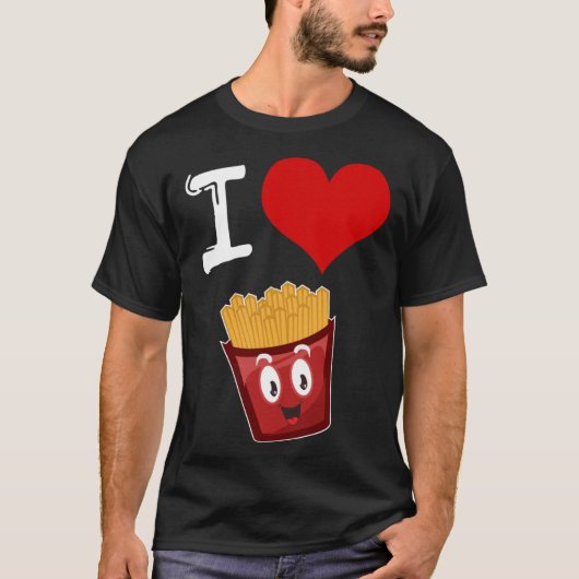 Ik hou van Franse aardappel hart T-shirt (Voorkant)
