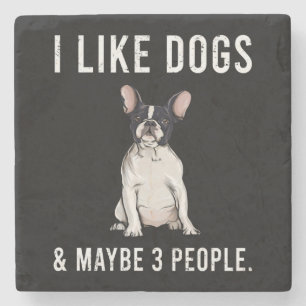 Ik hou van Franse Bulldog Honden en misschien 3 me Stenen Onderzetter