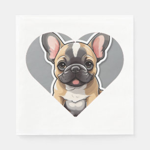 IK HOU VAN FRANSE BULLDOGS Schattigee Cartoon Pupp Servet