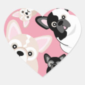 Ik hou van Fransen Schattigee Franse Bulldogs Hart Sticker (Voorkant)