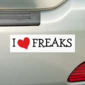 Ik hou van Freaks Bumpersticker (Op auto)