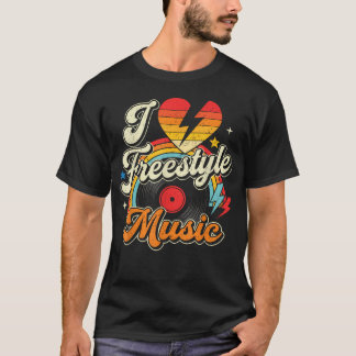 Ik hou van freestyle-muziek Funny Retro T-shirt