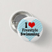 Ik hou van Freestyle Swimming Ronde Button 3,2 Cm (Voorkant /achterkant)