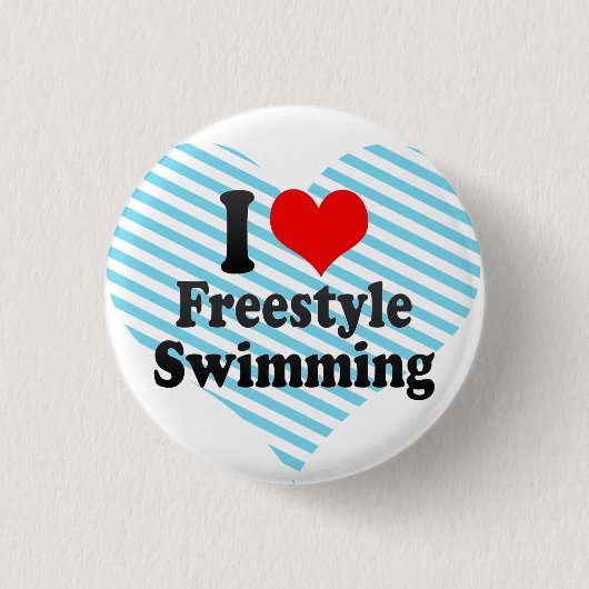 Ik hou van Freestyle Swimming Ronde Button 3,2 Cm (Voorkant)
