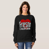 Ik hou van Fresno California Retro Big Heart Fresn Trui (Voorkant volledig)