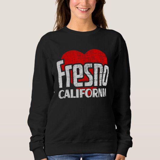 Ik hou van Fresno California Retro Big Heart Fresn Trui (Voorkant)