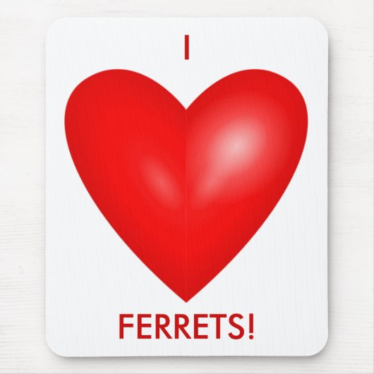 Ik hou van fretten met Red Heart Vertical Muismat (Voorkant)