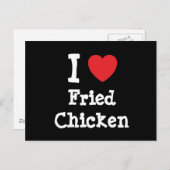 Ik hou van Fried Chicken hart T-Shirt Briefkaart (Voorkant / Achterkant)