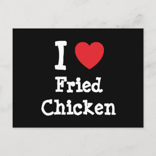 Ik hou van Fried Chicken hart T-Shirt Briefkaart