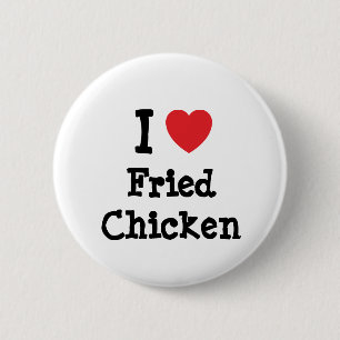 Ik hou van Fried Chicken hart T-Shirt Ronde Button 5,7 Cm