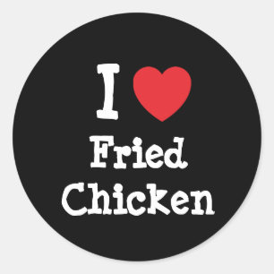 Ik hou van Fried Chicken hart T-Shirt Ronde Sticker