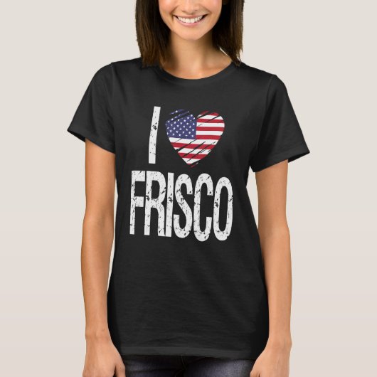 Ik hou van Frisco met Amerikaanse vlag T-shirt (Voorkant)