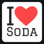 Ik hou van frisdrank vierkante sticker<br><div class="desc">Ik hou van frisdrank,  voor drink liefhebbers</div>