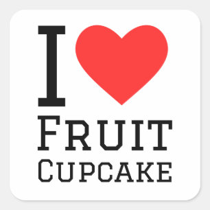 Ik hou van fruitcupcake vierkante sticker