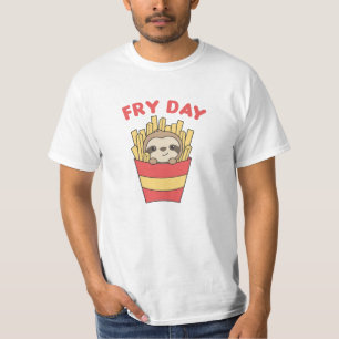 Ik hou van Fry Day Funny Sloth French Fries Vrijda T-shirt