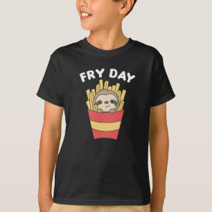 Ik hou van Fry Day Funny Sloth French Fries Vrijda T-shirt