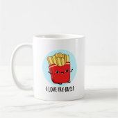 Ik hou van Fry-Days Funny French Fries Pun Koffiemok (Links)
