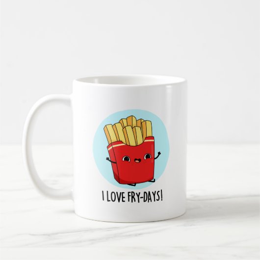 Ik hou van Fry-Days Funny French Fries Pun Koffiemok (Links)