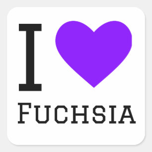 Ik hou van fuchsia vierkante sticker