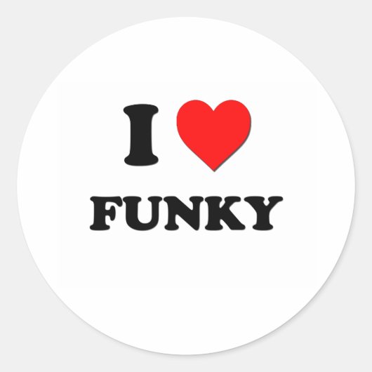 Ik hou van Funky Ronde Sticker (Voorkant)