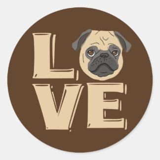 Ik hou van Funny Pug Ronde Sticker