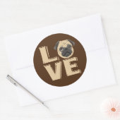Ik hou van Funny Pug Ronde Sticker (Envelop)