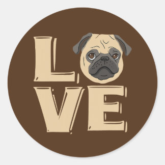 Ik hou van Funny Pug Ronde Sticker