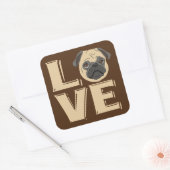 Ik hou van Funny Pug Vierkante Sticker (Envelop)