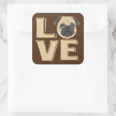 Ik hou van Funny Pug Vierkante Sticker (Tas)