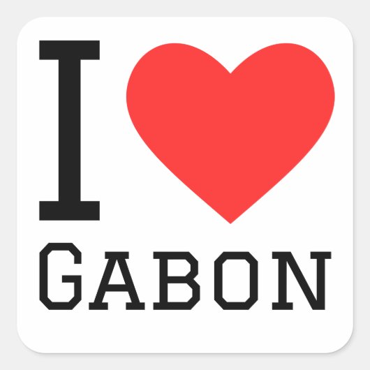 Ik hou van Gabon Vierkante Sticker (Voorkant)