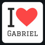 Ik hou van Gabriel Vierkante Sticker<br><div class="desc">Ik hou van Gabriel,  voor mannen noem ik liefhebbers</div>
