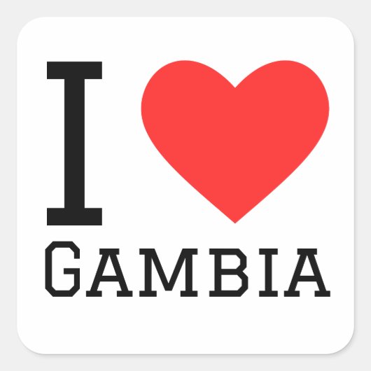 Ik hou van Gambia Vierkante Sticker (Voorkant)