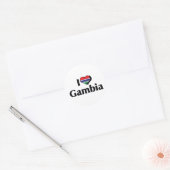 Ik hou van Gambia-vlag Ronde Sticker (Envelop)