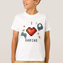 Ik hou van gamen Pixel Hart Kids Gamer T-shirt